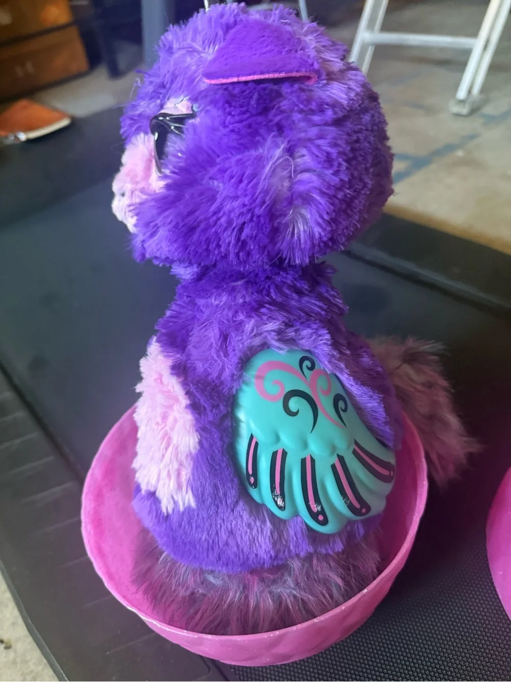 Purple Plush Cat Toy with Pink Accent - Soft Interactive Pet Plush
